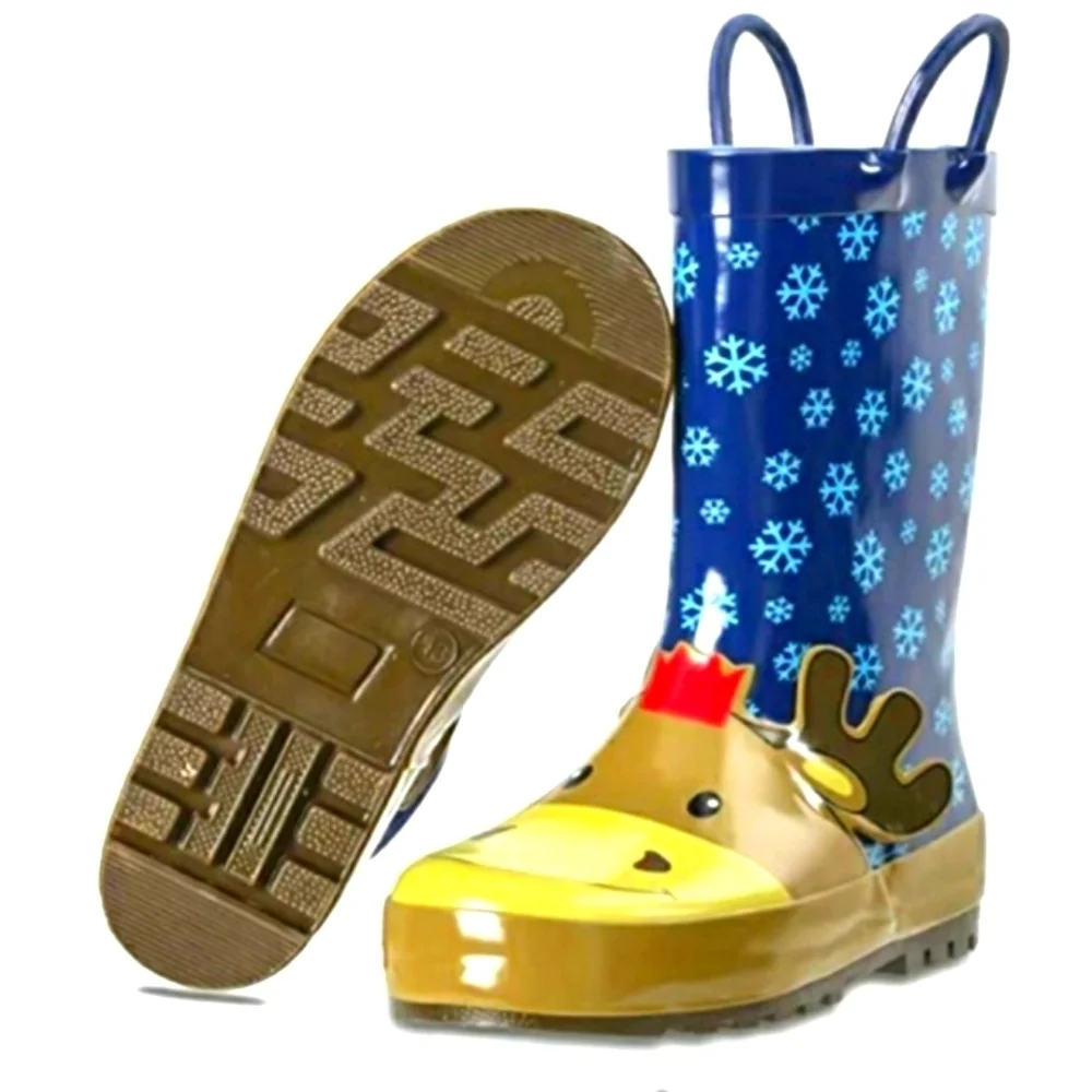BY Kushyshoo | Toddler Boys Navy Deer Rain Boots. Size 12